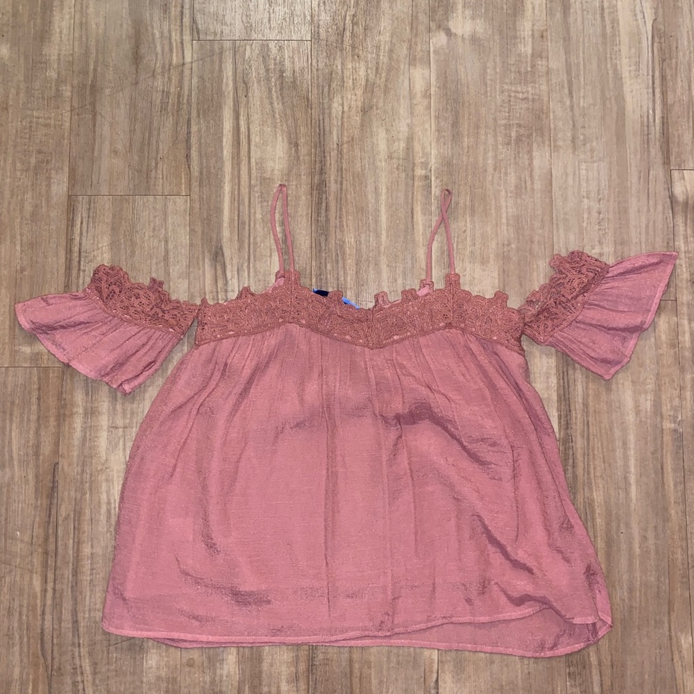 Pink off the shoulder tank-top blouse
